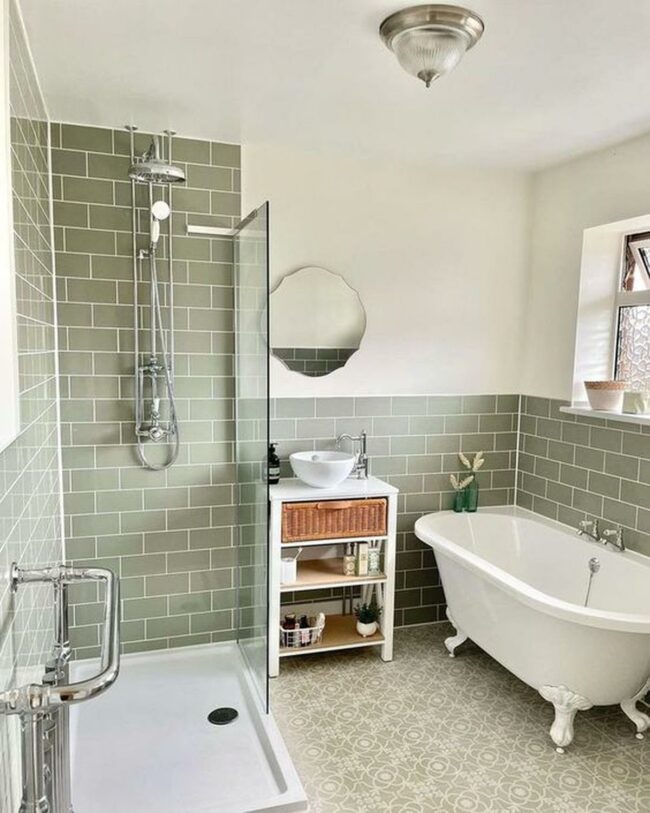 Green Tile Bathroom Retreat