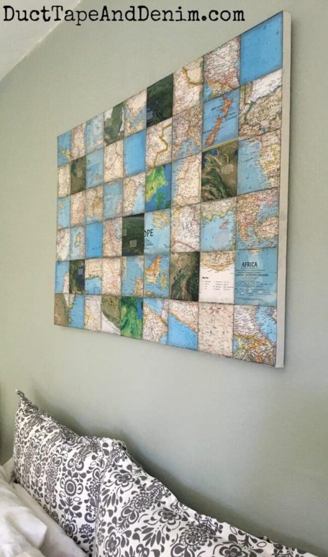 Paper Map Mosaic Artwork