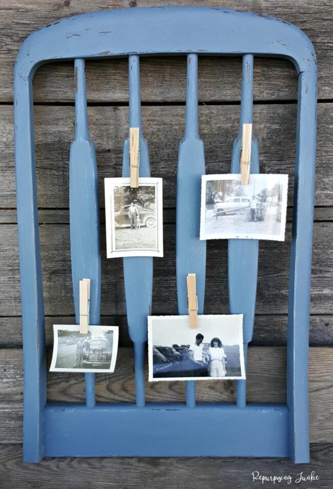 Rustic Chair Back and Clothespin Display